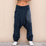 Meeste vabaaja elastne v&ouml;&ouml;koht kottis p&uuml;ksid pikad p&uuml;ksid Harem Boho madala t&otilde;usuga Drop Crotch Retro lahtised p&uuml;ksid Meeste riided S tumesinine v&auml;rv