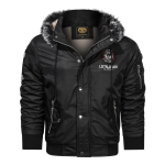 Talvine Meeste Outdoor Plus Fliisist Paks, Soe Lennujakk Lahtine kapuutsiga karusnahast krae Parker 2XL must