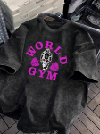 Vintage happepesu World Gym Gorillaga Graafiline T-s&auml;rk &Uuml;lem&otilde;&otilde;tmeline Treening Vabaaja Puuvillased Topid Meestele Naistele Graafilised T-s&auml;rgid Yk Top S