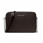 MICHAEL KORS Jet Set Chain Letter LOGO Nahast &Otilde;la Crossbody Kott Suur Naiste Must must