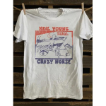 Retro 80ndate Punk Rock B&auml;ndi T-s&auml;rk Meestele - Neil Youngi inspireeritud Crazy Horse disaini ja albumikujundusega, Mugav Vintage Muusikas&auml;rk 5XL valge