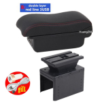 Citro&euml;n C3 aircrossi jaoks K&auml;etoe kast Citroen C3 Auto K&auml;etoe Keskne Panipaik Siseosa &Uuml;mberehitusauto lisatarvikud B2 red line 3USB black