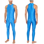 Meeste l&auml;ikiv &uuml;hes t&uuml;kis ujumistrikoo Trikookost&uuml;&uuml;m Varrukateta T&otilde;mblukuga Lycra K&uuml;lmakaitse Ujumisriided J&otilde;usaal Treening Fitness Spordikombinesoon S sinine