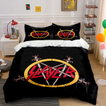 Slayer Logo Must Voodipesu Komplekt Voodipesu Tekikoti Komplekt Tekikott Padjap&uuml;&uuml;rid  (1 * Tekikott 2 * Padjap&uuml;&uuml;ri, ilma tekita) 135x200cm black