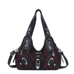 Naiste k&auml;ekotid Moodne leopardimustriline &otilde;lakott Suur kott &Uuml;lemise sangaga Ostukott Multifunktsionaalne portfell Daami hobo-kott Suur rahakott (30cm<Max Length<50cm) black