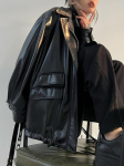 Talvine Vintaaž Must Punk Nahkjakk Naistele Streetwear Moto Biker T&otilde;mblukuga Retro Jakk Uus Esteetiline High Street Vabaaja &Uuml;ler&otilde;ivad XXXL black