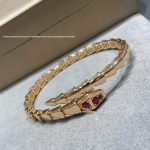 18K kullatud kollane roosikuld teemant madu k&auml;ev&otilde;ru: Luksuslik kolmekordse ringiga k&auml;ev&otilde;ru naistele. Size S (<16cm wrist) gray