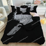 Animatsioon Jujutsu Kaisen Voodipesukomplekt Satoru Gojo Tekikate Pehme Tekikate ja Padjap&uuml;&uuml;rid Teismelistele &Uuml;he-KahekohalineQueenKing 140*200cm/55x79in Single/Twin 3pcs