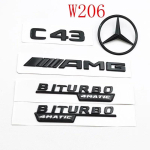3D ABS Must C43 Logot&auml;hed BITURBO 4MATIC M&auml;rk Auto Tagumine T&auml;hekleebis BITrunk AMG Embleem Mercedes Benzi AMG W205 W206 C205 jaoks