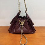 Ehtsa Nahast Hobo Kott Kaviari Tekstuuriga Matt Viimistlus Kett-Rihm Pingutusn&ouml;&ouml;r &Auml;mbri Kuju Naistele Igap&auml;evaseks Kasutamiseks 23cm Small Burgundy Double Circle Strap black