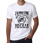 Meeste T-s&auml;rk J'AI Peut-&Eacute;tre L'air De T'&Eacute;couter mais dans Ma Tete Je suis sur Mon V&eacute;lo T-s&auml;rk XS valge