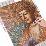 HUACAN teemantmaal T&auml;is&uuml;mmargune kivist teemanttikandid ristpistes Buddha 5D meisterdamise mosaiik kingitus kodukaunistus Full Round 20*30 cm