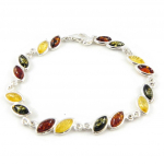 Les Tr&eacute;sors De Lily [F9757] - Bracelet Argent artisanal 'Inspiration' Ambre 3 tons - 5 mm pruun