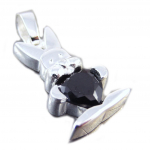 Les Tr&eacute;sors De Lily [G1654] - Pendentif Argent 'Bunny Love' noir must