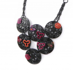 NOA [H9113] - Collier Cr&eacute;ateur 'Carmen' rouge orange punane