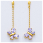 Les Tr&eacute;sors De Lily [K2574] &ndash; kullatud &bdquo;Butterflies&rdquo; lavendli kullast k&otilde;rvar&otilde;ngad &ndash; 12x45 mm lilla