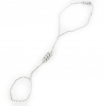 Les Tr&eacute;sors De Lily [M9946] - Bracelet bague argent 'Epi de bl&eacute;' blanc argent&eacute; (rhodi&eacute;) h&otilde;be