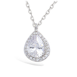 Les Tr&eacute;sors De Lily [N6848] - Collier Argent 'Sissi' blanc (rhodi&eacute;) - 12x8 mm h&otilde;be