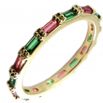 Bague Argent 'Sissi' vert rose dor&eacute; - 2 mm 52 Heleroosa