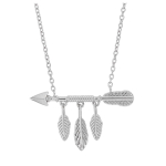 Les Tr&eacute;sors De Lily [Q3339] - Collier argent 'Boho' argent&eacute; rhodi&eacute; (fl&egrave;che- plumes) - 27x17 mm h&otilde;be