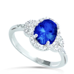 Bague argent 'Sissi' bleu argent&eacute; (rhodi&eacute;) - 10x9 mm 52 sinine