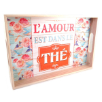 Les Tr&eacute;sors De Lily [Q0682] - Puidust kandik  Love is in Tea  roosa sinine beež - 35x23x4. 5 Heleroosa