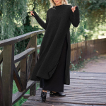 VONDA s&uuml;gisene naiste soe pikk kleit kampsun kaelusega, k&uuml;lgmiselt l&otilde;hikuga, pikkade varrukatega, &uuml;hev&auml;rviline vabaaja suur suursuurus L