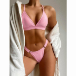 Push Up naiste ujumistrikoo Naiste mikrobikiinid Seksikad bikiinikomplektid Solid Rannar&otilde;ivad Stringid Ujumiskost&uuml;&uuml;mid Brasiilia bikiinid S roosa