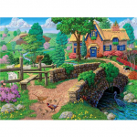 5D DIY Teemantmaal Maastikumaal Maastikumaali Maja T&auml;ielik Teemant Ruut Teemant Kodukaunistus Maalimine P&auml;ikeseloojang Full Round 20X30CM punane