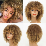 MERISIHAIR l&uuml;hikeste juustega must lokkis parukas tukkidega mustad naised Aafrika s&uuml;nteetiline kuldne ilma liimita Cosplay parukas k&otilde;rge temperatuuriga