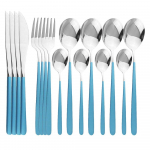 16 tk Roheline kuldne s&ouml;&ouml;giriistade komplekt 304 roostevabast terasest s&ouml;&ouml;giriistade komplekt noad Kahvlid lusikad &otilde;htus&ouml;&ouml;gikomplekt K&ouml;&ouml;gi lauan&otilde;ude h&otilde;ben&otilde;ude komplekt sinine/h&otilde;be