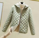 Moodne naiste puuvillane mantel Uued talvejoped L&uuml;hikese kapuutsiga paks soe jope Parkas Parka Outwear M roheline