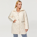 Astrid kevadpuuvillane tepitud jakk, soe ja karusnahaga lukuga, kirjatr&uuml;kiga mantliparkad L