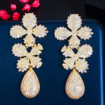 CMM luksuslikud kuupmeetri tsirkooniumoksiidi 3 tooni kullav&auml;rvi lehtede lilledega k&otilde;rvar&otilde;ngad kuld