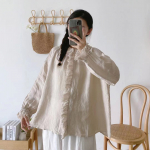 Johnature Vintage linasest volangidega naiste topid, pluusid, s&uuml;gisene &uuml;hev&auml;rvilised lahtised t&auml;isvarrukatega n&ouml;&ouml;biga s&auml;rgid One Size lilla