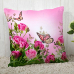 Punase roosi lilleprintiga padjakate Diivan Kontori padjap&uuml;&uuml;ri sisustus Pol&uuml;esterpadjap&uuml;&uuml;r Kodukaunistus 45x45cm