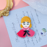 Blucome Bow Girl Pross Akr&uuml;&uuml;l Cartoon Moet&uuml;druku Pin Bag Aksessuaarid punane