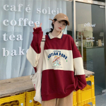 Polo Collar Oversized kapuuts Naiste dressipluus Bear Print dressipluus Harajuku stiilis pikkade varrukatega top M punane