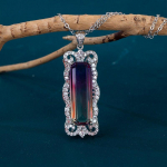 Bella Box unikaalne v&auml;rviline CZ ripats kaelakee naistele Luksuslik kihlus pulmaaksessuaarid Pika ruudu kivist moeehted 45cm sinine