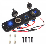 Kahe USB-laadija toiteadapter, digitaalne voltmeeter, v&auml;ljundpaneel, s&uuml;&uuml;tepesa, QC 3.0 autolaadija sinine