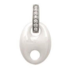 Les Tr&eacute;sors De Lily [R4948] &ndash; h&otilde;bedane ripats 'Coffee Bean' h&otilde;bevalge keraamika (roodiumiga kaetud) - 14x10 mm valge