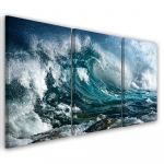 Kolmeosalise pildiga l&otilde;uendiprint Sea Ocean Waves 60x40 sinine