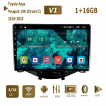 Android 2 Din auto multimeediumipleier Toyota Aygo Peugeot 108 Citroen C1 2016-2020 peaseadmele Stereo Carplay GPS-navigatsioon BT WIFI 1+16GB