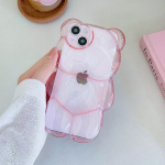 Ins Japan Cute 3D Bear l&auml;bipaistev telefoni&uuml;mbris iPhone'ile 14 13 12 11 Pro Max Xs Max Xr Cartoon Candy Color P&otilde;rutuskindel pehme kate For iPhone XR