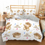 3D Cartoon Bear voodipesukomplekt Armas karu suletekk ja padjap&uuml;&uuml;r 2/3 t&uuml;kki Lastetoa t&auml;issuuruses pehme kodukaunistus Baby 100x135cm