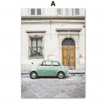 Retro auto mootorratas Roheline Leaf Esteetiline seinakunst L&otilde;uendimaal P&otilde;hjamaade plakatid ja tr&uuml;kised Seinapildid elutoa sisekujunduseks A4 21x30cm No Frame