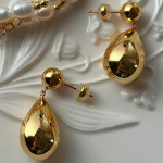 Foxanry Water Drop geomeetrilised k&otilde;rvar&otilde;ngad naistele Lihtne loominguline isiksus juubeliks ehted kingitused hulgim&uuml;&uuml;k ennetada allergiat 8mm kuld