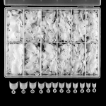 576 tk Karbis akr&uuml;&uuml;l prantsuse k&uuml;&uuml;neotsad naturaalsed/valged l&uuml;hikesed v&otilde;ltsk&uuml;&uuml;ned poolkuu kujuga poolkattega press kunstk&uuml;&uuml;ntele kaunistus MYY 576pcs White French