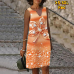 Naiste V-kaelusega suvine lilla s&auml;delev vahtralehtede mustriga kleit vabaaja varrukateta mood vabaaja vabad seksikad kleidid, suur suurus XS-8XL XS sinine