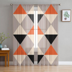 Pol&uuml;goonoranž geomeetriline t&uuml;ll Voile kardinad Hotelli kodukaunistus L&auml;bipaistvad kardinad elutuppa Magamistoa &scaron;ifoonist tr&uuml;kitud kardinad 1 PCS W250XH250cm